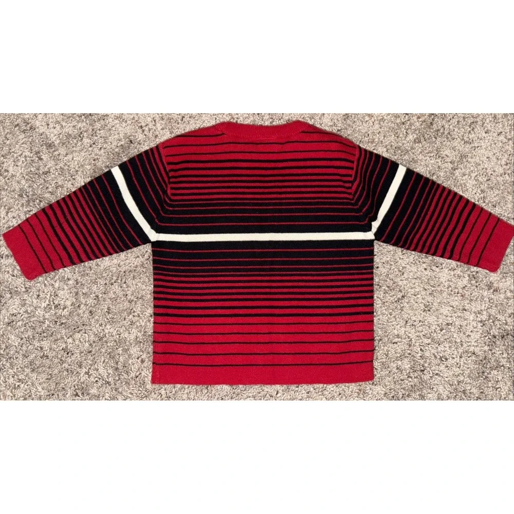 Vintage Old Navy Sweater 12-18 Month Red/black‎ Striped Crewneck Pullover Retro